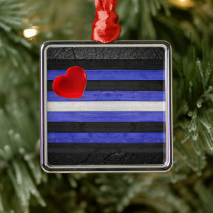 SlipperyJoe's leather pride flag black royal blue Metal Ornament