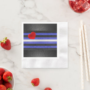 SlipperyJoe's leather pride flag black royal blue Napkin