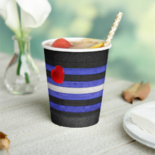 SlipperyJoe's leather pride flag black royal blue Paper Cups