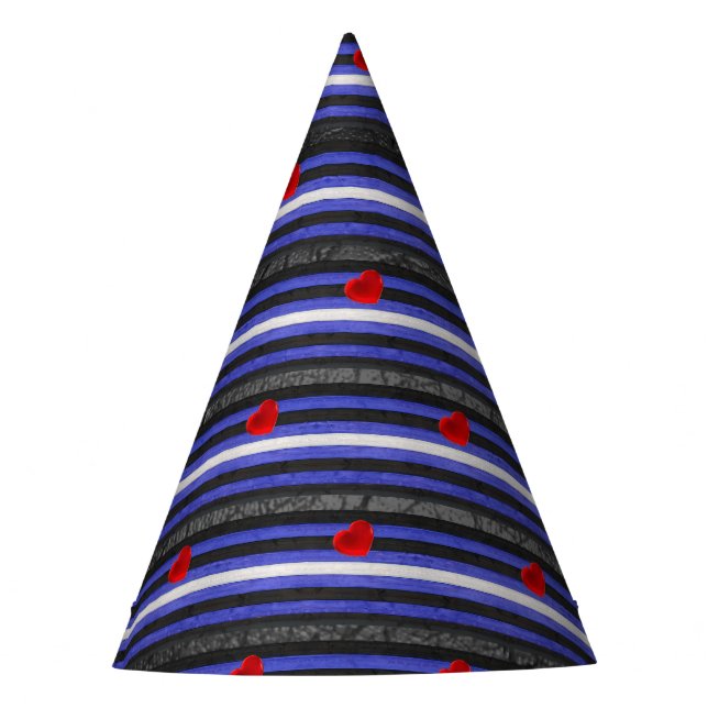 SlipperyJoe's leather pride flag black royal blue  Party Hat (Front)