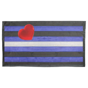 SlipperyJoe's leather pride flag black royal blue  Pillowcase
