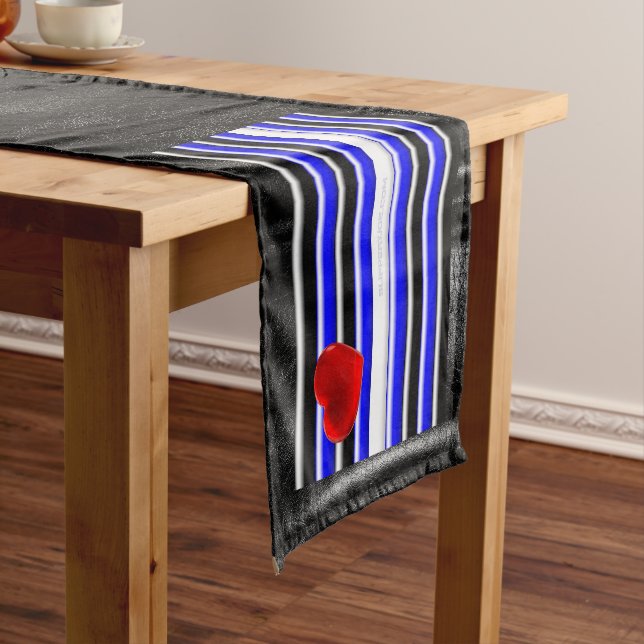 SlipperyJoe's leather pride flag black royal blue  Short Table Runner (In Situ)