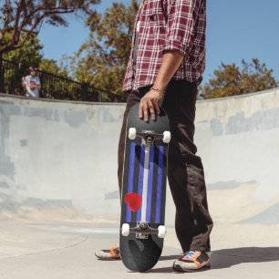 SlipperyJoe's leather pride flag black royal blue  Skateboard