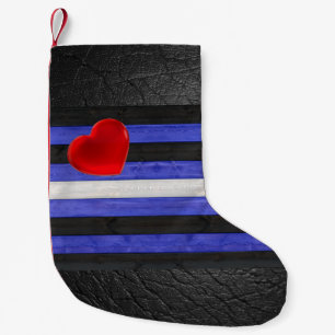 SlipperyJoe's leather pride flag black royal blue Small Christmas Stocking