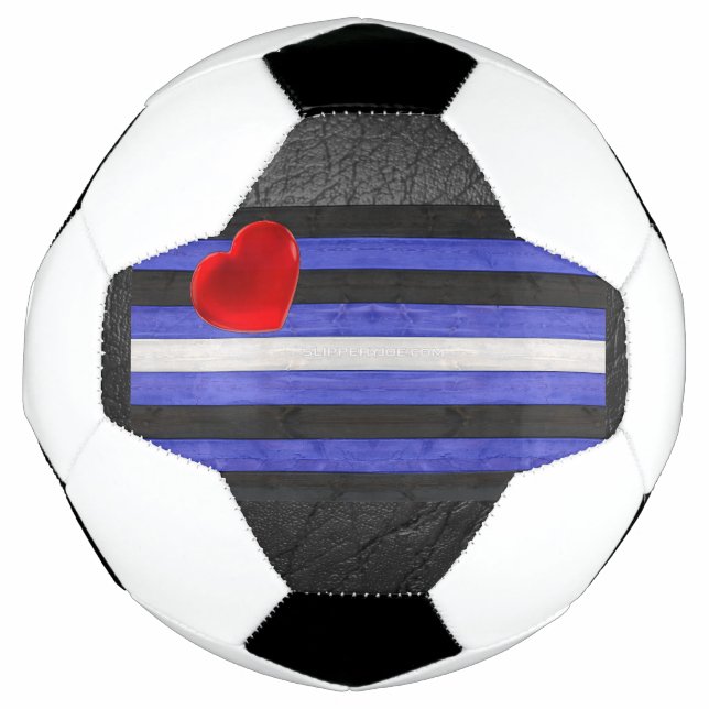 SlipperyJoe's leather pride flag black royal blue  Soccer Ball (Front)