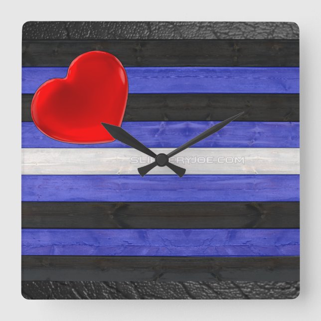 SlipperyJoe's leather pride flag black royal blue  Square Wall Clock (Front)
