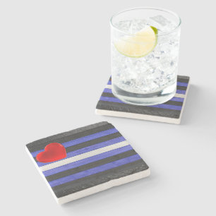 SlipperyJoe's leather pride flag black royal blue Stone Coaster