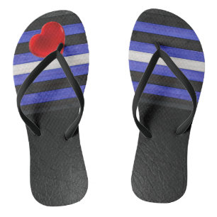 SlipperyJoe's leather pride flag black royal blue  Thongs