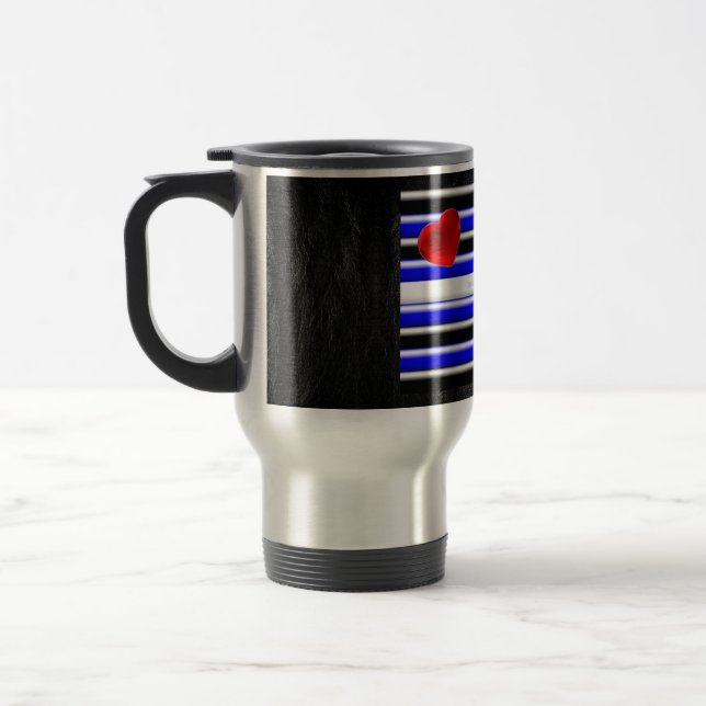 SlipperyJoe's leather pride flag black royal blue  Travel Mug (Left)
