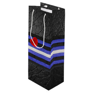 SlipperyJoe's leather pride flag black royal blue  Wine Gift Bag