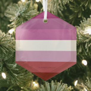 SlipperyJoe's lesbian pride flag feminine communit Glass Tree Decoration