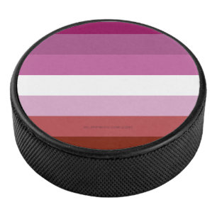 SlipperyJoe's lesbian pride flag feminine communit Hockey Puck