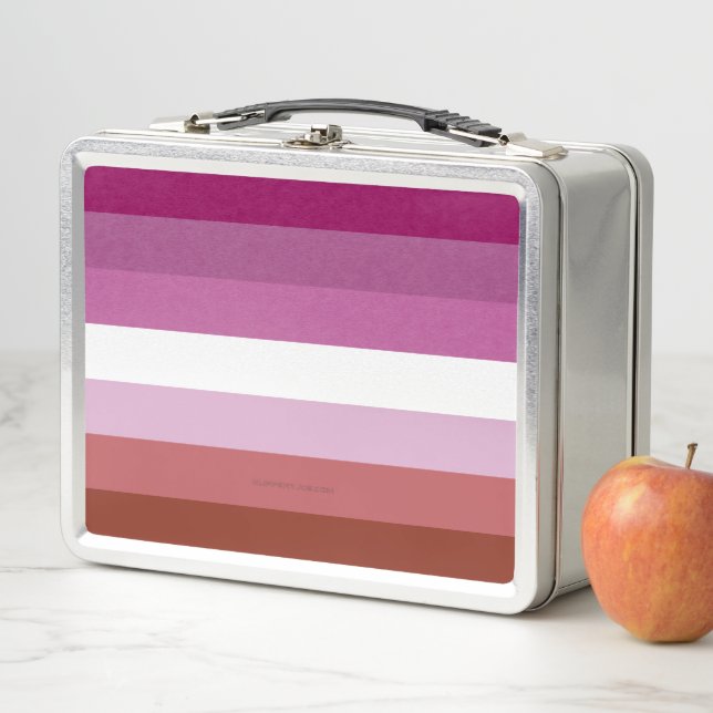 SlipperyJoe's lesbian pride flag feminine communit Metal Lunch Box (In Situ)