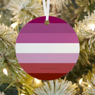 SlipperyJoe's lesbian pride flag feminine communit Metal Tree Decoration