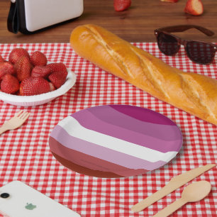 SlipperyJoe's lesbian pride flag feminine communit Paper Plate