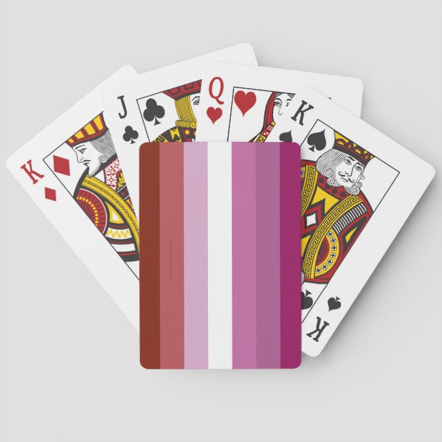 SlipperyJoe's lesbian pride flag feminine communit Playing Cards (Back)