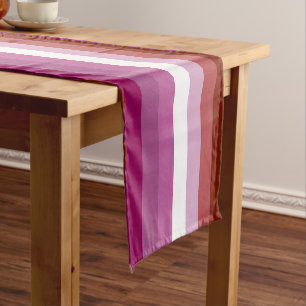 SlipperyJoe's lesbian pride flag feminine communit Short Table Runner