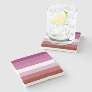 SlipperyJoe's lesbian pride flag feminine communit Stone Coaster