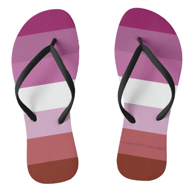 SlipperyJoe's lesbian pride flag feminine communit Thongs (Footbed)