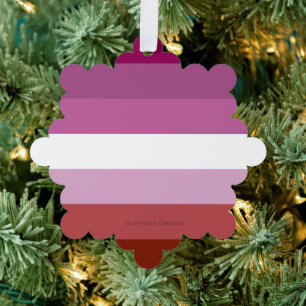 SlipperyJoe's lesbian pride flag feminine communit Tree Decoration Card