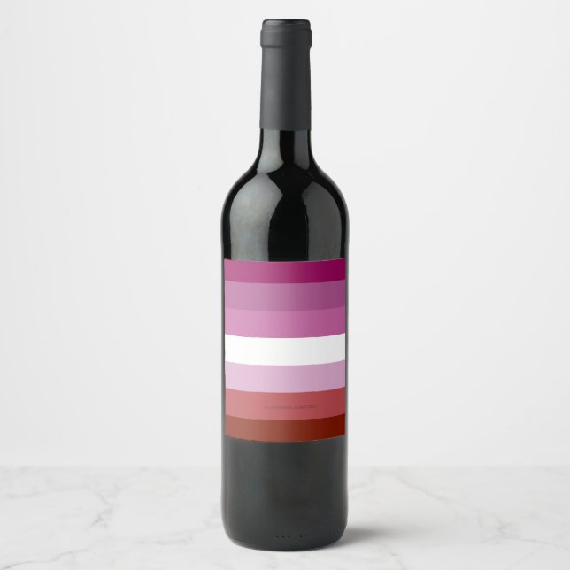 SlipperyJoe's lesbian pride flag feminine communit Wine Label (Front)