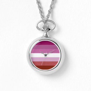 SlipperyJoe's Lesbian Pride flag feminine Lipstick Watch