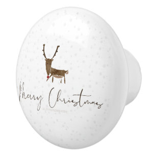 SlipperyJoe's line art silhouette reindeer minimal Ceramic Knob