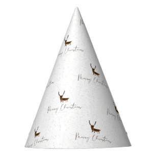 SlipperyJoe's line art silhouette reindeer minimal Party Hat