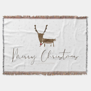 SlipperyJoe's line art silhouette reindeer minimal Throw Blanket