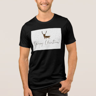 SlipperyJoe's line art silhouette reindeer minimal Tri-Blend Shirt