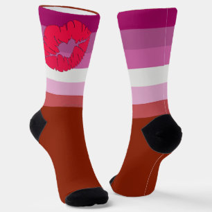 SlipperyJoe's Lipstick Lesbian Pride Flag gay gift Socks