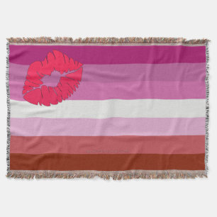 SlipperyJoe's Lipstick Lesbian Pride Flag gay gift Throw Blanket