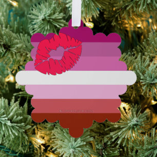 SlipperyJoe's Lipstick Lesbian Pride Flag gay gift Tree Decoration Card