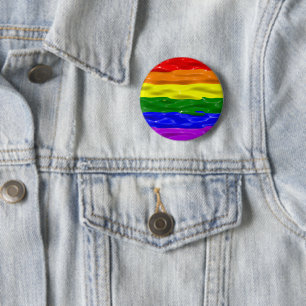 SlipperyJoe's liquid gloss pride flag red orange y 6 Cm Round Badge