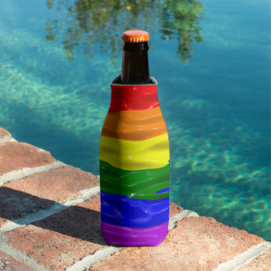 SlipperyJoe's liquid gloss pride flag red orange y Bottle Cooler