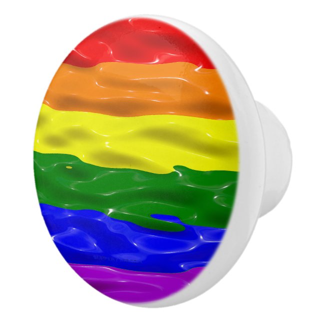 SlipperyJoe's liquid gloss pride flag red orange y Ceramic Knob (Right)