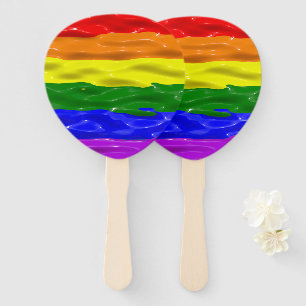 SlipperyJoe's liquid gloss pride flag red orange y Hand Fan