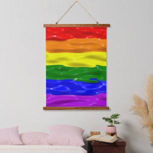SlipperyJoe's liquid gloss pride flag red orange y Hanging Tapestry