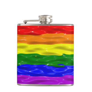 SlipperyJoe's liquid gloss pride flag red orange y Hip Flask