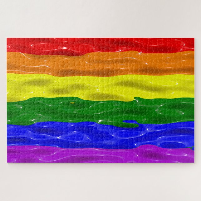 SlipperyJoe's liquid gloss pride flag red orange y Jigsaw Puzzle (Horizontal)