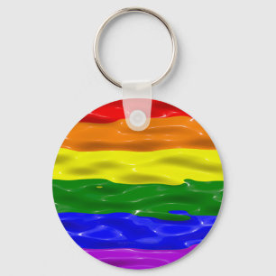 SlipperyJoe's liquid gloss pride flag red orange y Key Ring