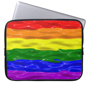 SlipperyJoe's liquid gloss pride flag red orange y Laptop Sleeve