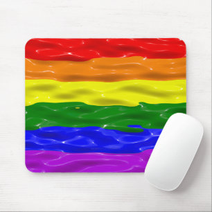 SlipperyJoe's liquid gloss pride flag red orange y Mouse Pad