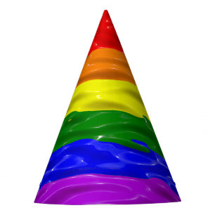 SlipperyJoe's liquid gloss pride flag red orange y Party Hat