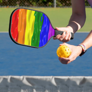 SlipperyJoe's liquid gloss pride flag red orange y Pickleball Paddle
