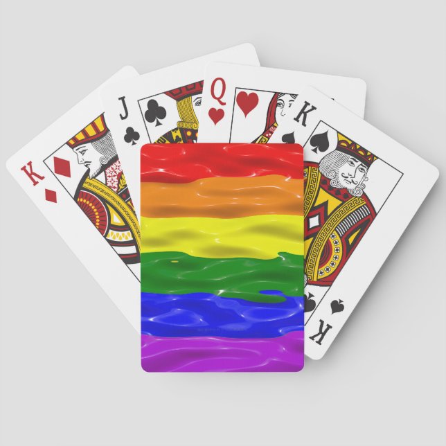 SlipperyJoe's liquid gloss pride flag red orange y Playing Cards (Back)