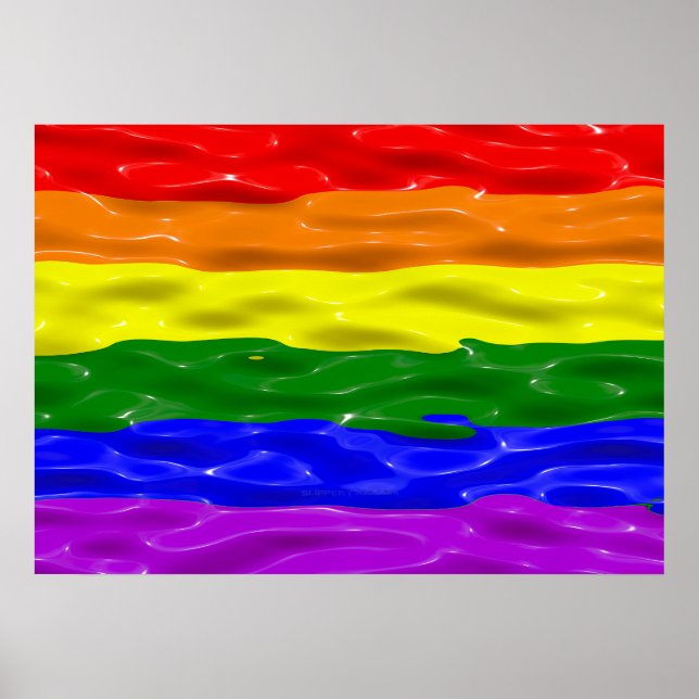 SlipperyJoe's liquid gloss pride flag red orange y Poster (Front)