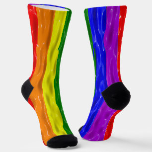 SlipperyJoe's liquid gloss pride flag red orange y Socks