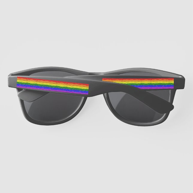 SlipperyJoe's liquid gloss pride flag red orange y Sunglasses (Back)