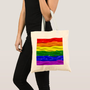 SlipperyJoe's liquid gloss pride flag red orange y Tote Bag